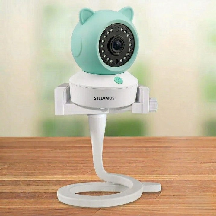 Suport Universal Flexibil pentru Camera Supraveghere, Baby Monitor, Webcam sau Telefon, Reglabil 360°, 42 cm, Montare pe Patut, Birou sau Carucior, Antiderapant, Fara Gaurire, Alb