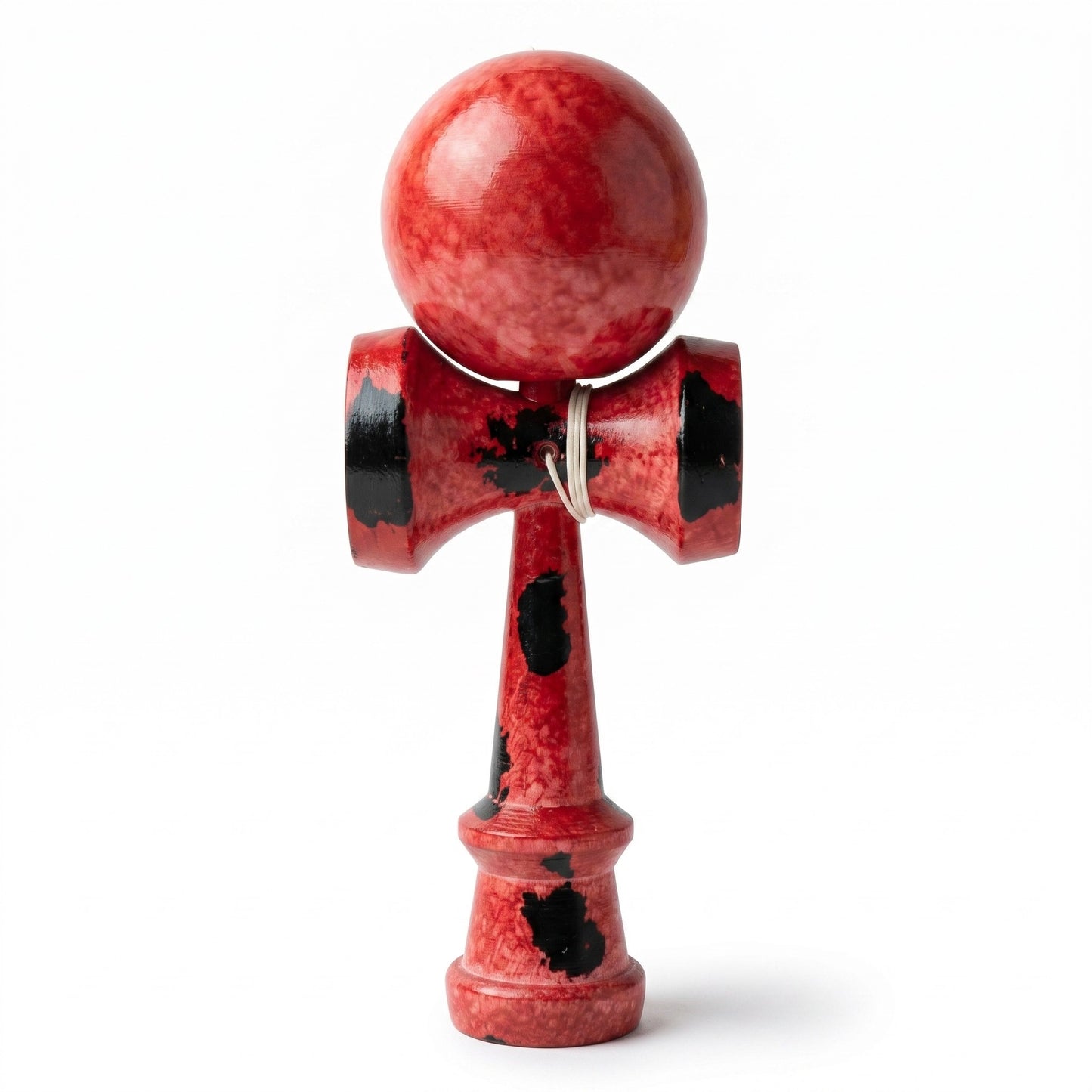 Kendama Profesionala, STELAMOS, Editia Lava Splash, Lemn Premium, Negru cu Rosu Lucios