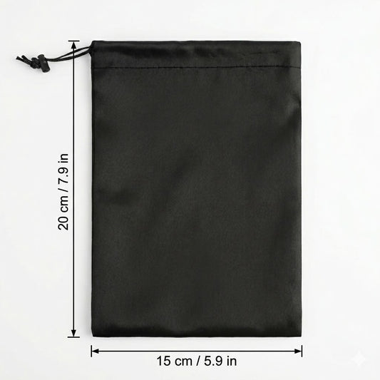 Saculet Textil Multifunctional STELAMOS, din Panza Oxford cu Snur Reglabil si Blocator, Ambalaj Cadou sau Transport Accesorii si Depozitare, 20x15 cm, Negru