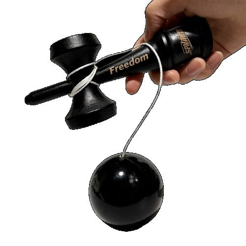 Kendama Profesionala, STELAMOS, Editia Black Freedom, Lemn Premium, Negru Lucios