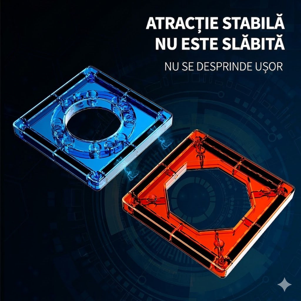 Set Placi Magnetice de Constructie 110 piese, STELAMOS, 5.5cm pentru Copii, include 2 Masinute, Transparente, Suprafata Lucioasa, Sudura Ultrasonica, Joc STEM pentru dezvoltarea abilitatilor motrice si imaginatie, Multicolor, Cadou copii 3+Ani