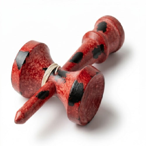 Kendama Profesionala, STELAMOS, Editia Lava Splash, Lemn Premium, Negru cu Rosu Lucios